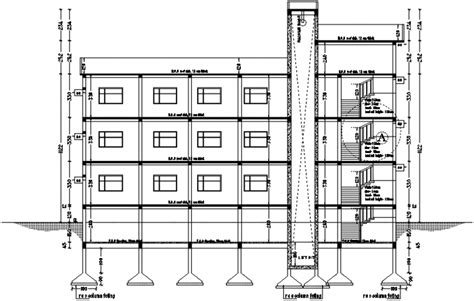 Multi Story Hotel With Bar Main Constructive Section Drawing Details