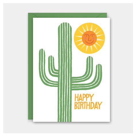 Saguaro Cactus Birthday Card Rock Scissor Paper