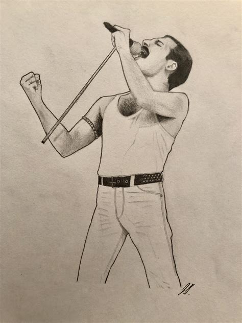 Freddie Mercury Drawing That I Did For My Sisters Birthday As A Huge
