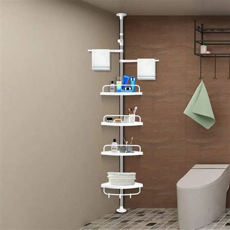 Xueqin 4 Tier Adjustable Telescopic Bathroom Corner Shower Shelf Rack