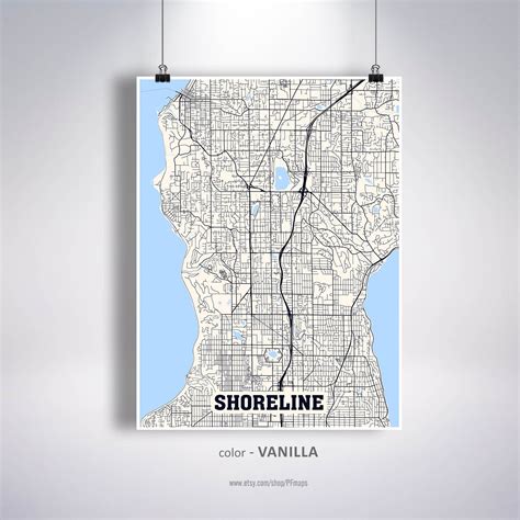 Shoreline Map Print Shoreline City Map Washington Wa Usa Map Etsy