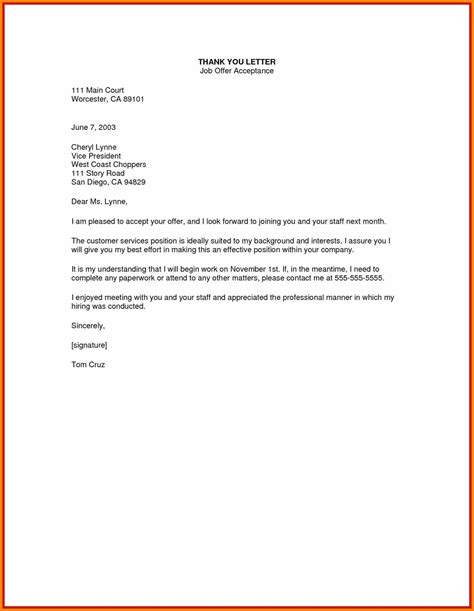 Thank You Letter To Recruiter After Job Offer Database Letter