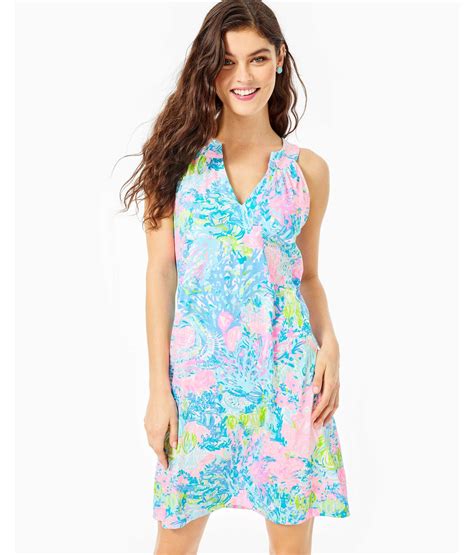 Lilly Pulitzer Cotton Ross Shift Dress In Blue Lyst