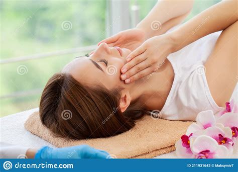 Beautiful Young Woman Relaxing With Hand Massage At Beauty Spa Salon Stock Image Image Of