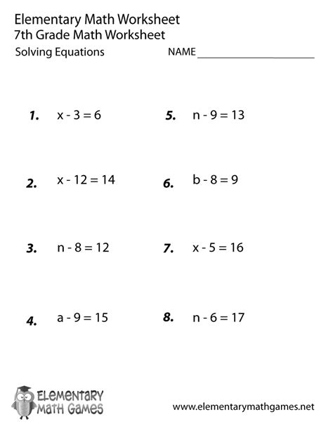 Solving Simple Equations Worksheet Pdf