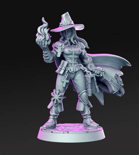 Female Demon Hunter Mage Mini Dnd Tabletop Rpg Miniature Etsy