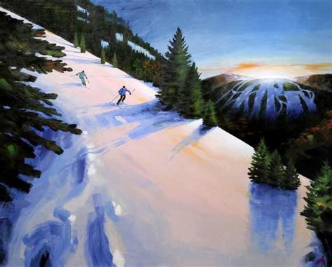 Skiing At Ski Roundtop In 2020 Beautiful Paintings Skiing Art