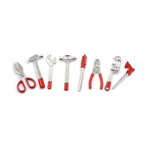8pcs 1 12 Metal Hand Tool Set 1 Scissors Wrench Caliper Screwdriver