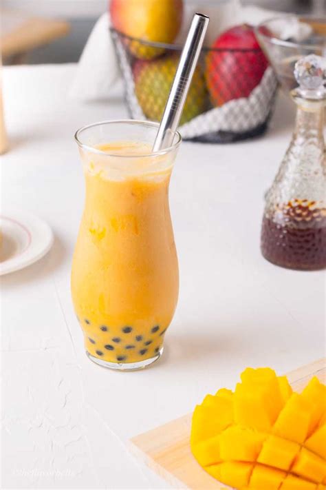 Mango Bubble Tea Homemade Mango Milk Tea The Flavor Bells