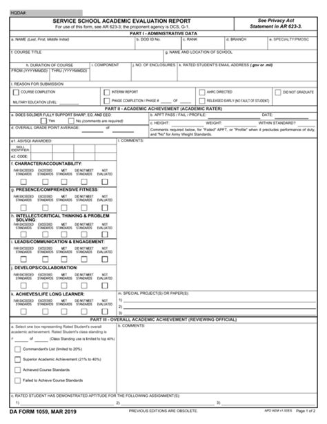 Da Form 1059 Fillable Printable Forms Free Online