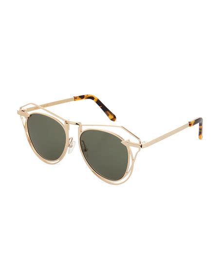 Karen Walker Marguerite Square Monochromatic Sunglasses Yellow Gold