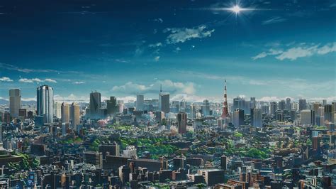 Descarga increíbles imágenes de fondos de pantalla gratuitas. Wallpaper : anime, landscape, urban, sky, clouds, city ...