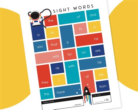100 Sight Words Printable Sight Words Mats Kindergarten Etsy