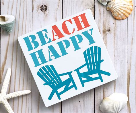 Beach Happy Sign Summer Decor Beach Inspired Sign Coastal Etsy