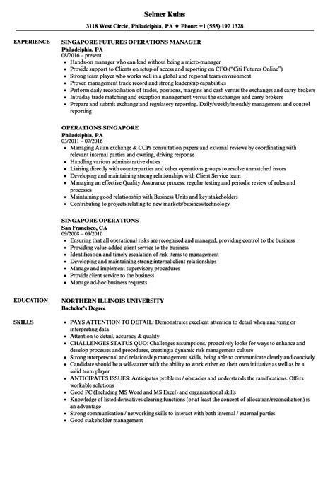 Operations Singapore Resume Samples | Velvet Jobs