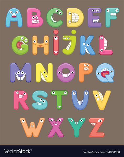 English Alphabet Letter Color Cartoon Alphabet Cartoon Character