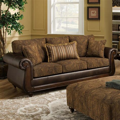 American Furniture 5850 5853 6370 Sofa With Exposed Wood In Classic