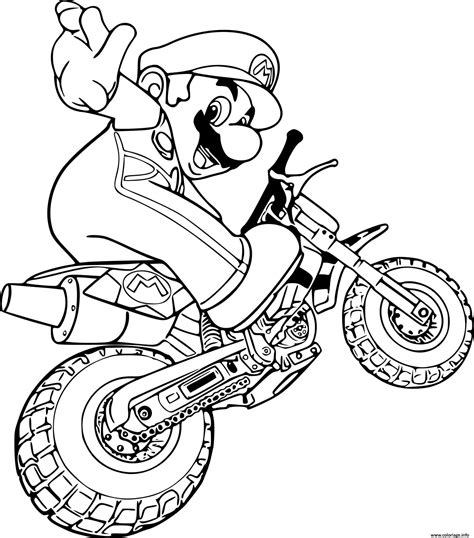 Coloriage Mario En Mode Moto Dessin Mario Kart à imprimer