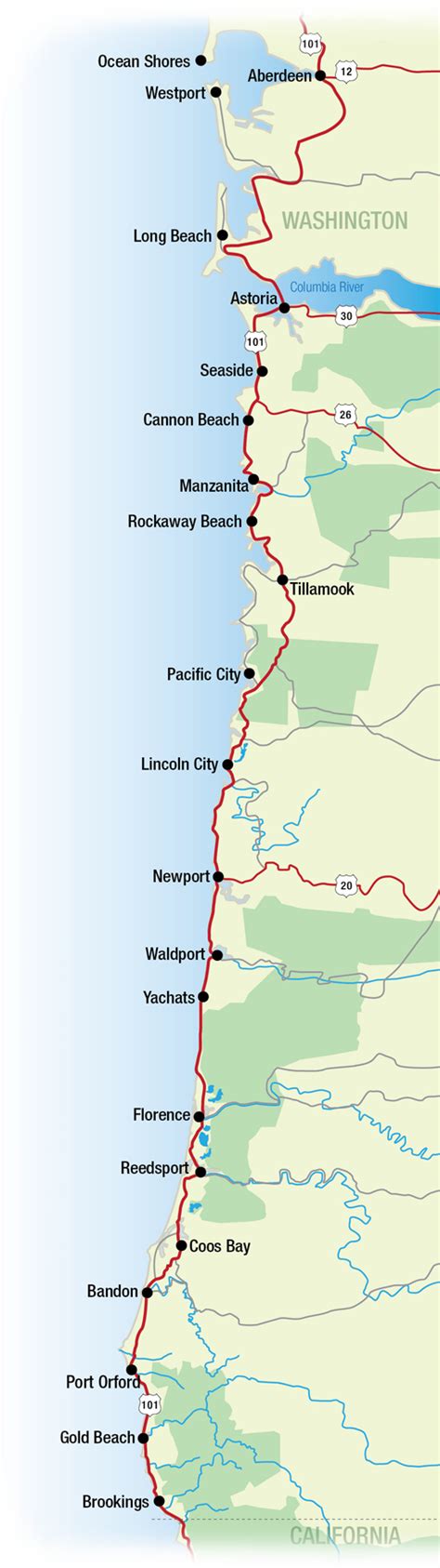 Map Of Pacific Coast Through Southern Washington Coast Bucket