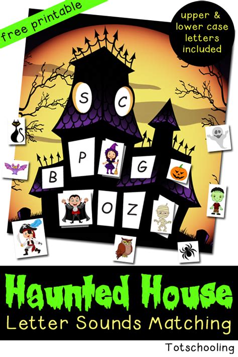 Monster mansion alphabet match is a fun educational activity where children must match letter sounds to beginning word sounds, for example a = apple. Haunted House Letter Sounds Matching | Totschooling ...