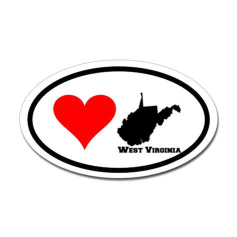 West Virginia Love Oval Sticker