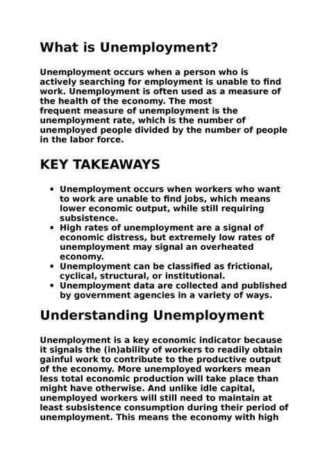 What is Unemployment - Lecture notes 11-13 - What is Unemployment