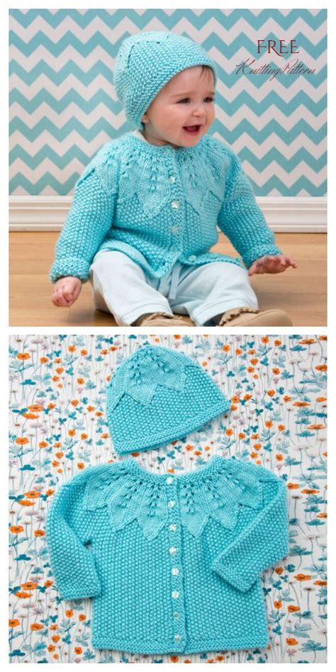 A knitting pattern is what you might follow if you're creating a specific project, and it gives you all the details you need to knit the item perfectly. Knit Baby Leaf Cardigan Hat Set Free Knitting Patterns ...