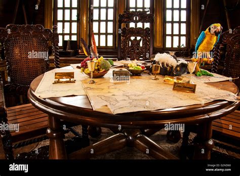 Pirates Accessories On A Table In Pirate Ship Stock Photo Alamy