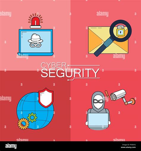 Set Of Cyber Security Icons Collection Vector Illustration Graphic