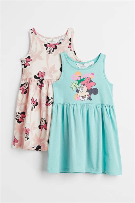 2 Pack Printed Dresses Turquoiseminnie Mouse Kids Handm Us