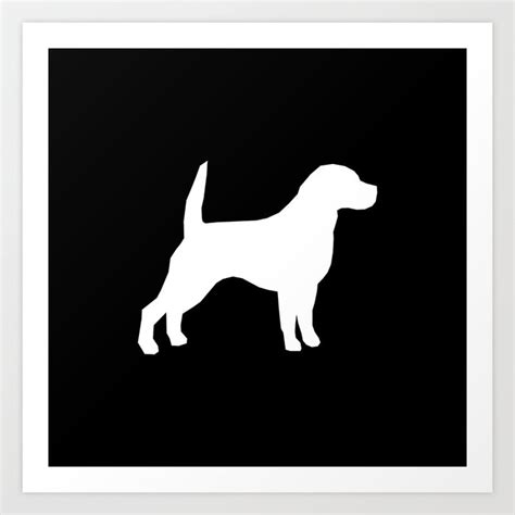 Beagle Dog Silhouette Black And White Simple Basic Dog Breeds Art