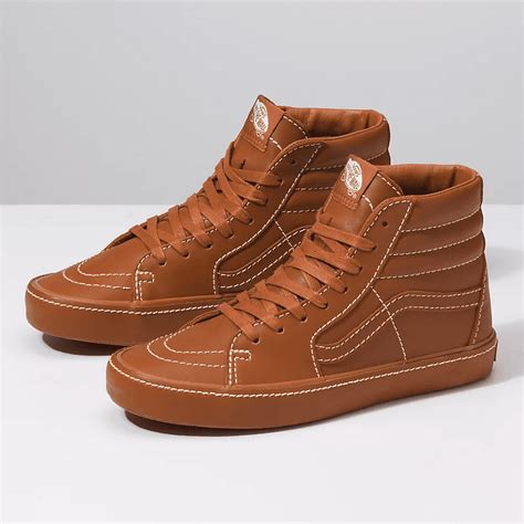 Vans Vans Sk8 Hi Leather Wrap Leather Brown Mens Classic Skate Shoes