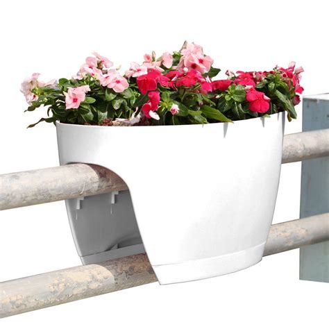 Deck and railing rectangular planter. Greenbo 13.4 in. x 23.6 in. White Plastic XL Railing and ...