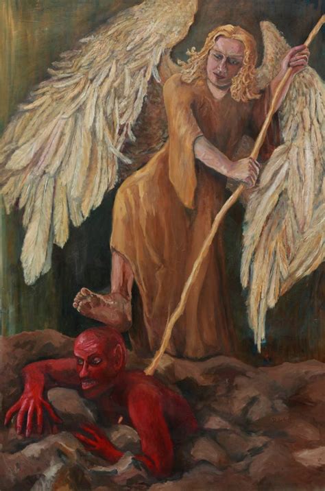 Archangel Michael And Lucifer Painting By Robertas Kasperovicius