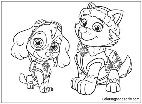 Break out the crayons so kids can color and count with one of their favorite pups. Everest And Skye Paw Patrol Coloring Page - Free Coloring ...