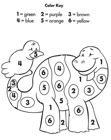 The dinosaur this color by number coloring page enters the world of dinosaurs and prehistoric earth. Easy Color by Number for Preschool and Kindergarten ...