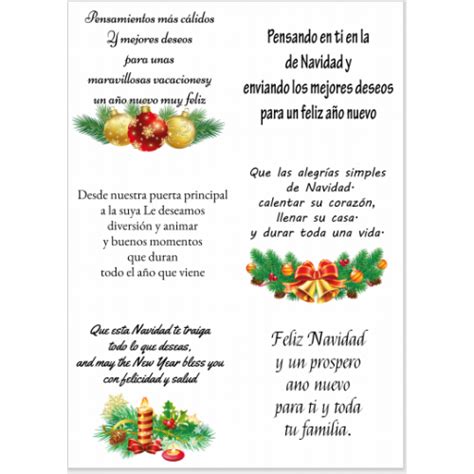 Peel Off Spanish Christmas Sentiments 4 Sticky Verses For Cards And