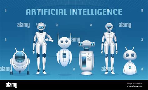 Robot Group Cartoon Modern Artificial Intelligence Characters