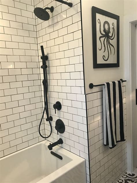 Moen Matte Black Fixtures Subway Tile Kohler Soaking Tub Bathrooms