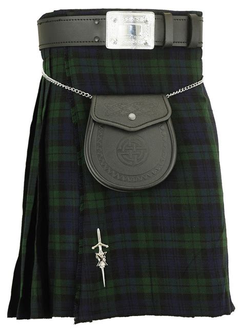 Traditional Black Watch Tartan 5 Yard Scottish Kilt In 13oz 44 Waist