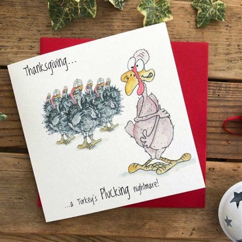 Funny Thanksgiving Card A Turkeys Plucking Etsy Uk Funny