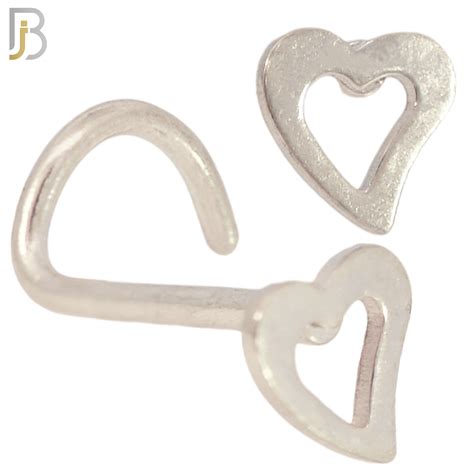 316l surgical steel plain curved hollow heart nose screw body jewelz