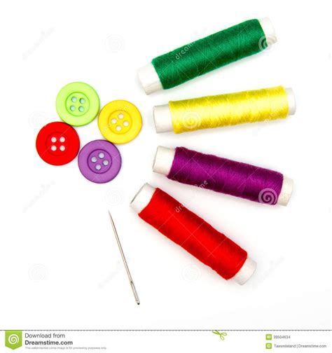 Sewing Buttons And Needle With Thread Stock Photo Image Of Assortment
