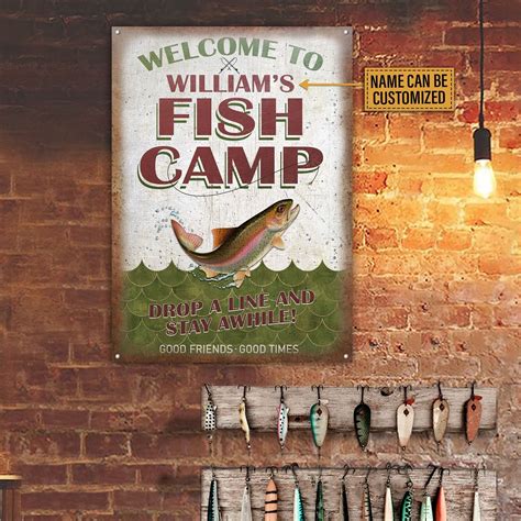 Personalized Fish Camp Sign Camping Fish Decor Fishing Lover Etsy