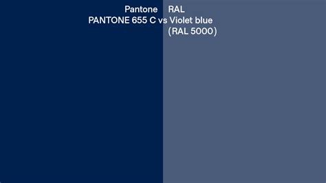 Pantone 655 C Vs Ral Violet Blue Ral 5000 Side By Side Comparison