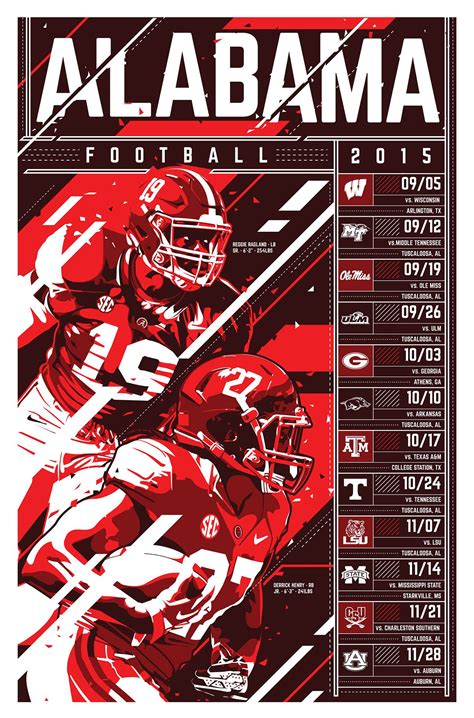 Alabama Football 2015 Schedule On Behance Alabama Football