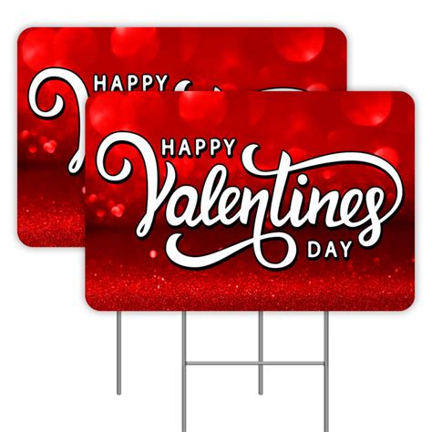 2 Pack Happy Valentines Day Yard Signs 16 X 24 Double Sided Print