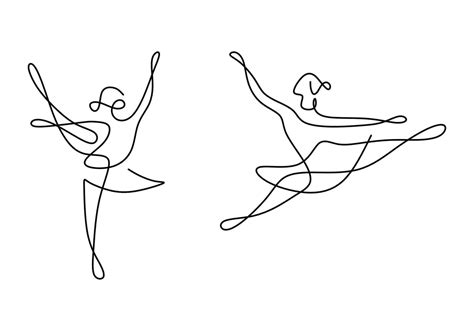 Continuous Line Drawing Of Two Woman Ballet Dancer Two Young Beautiful