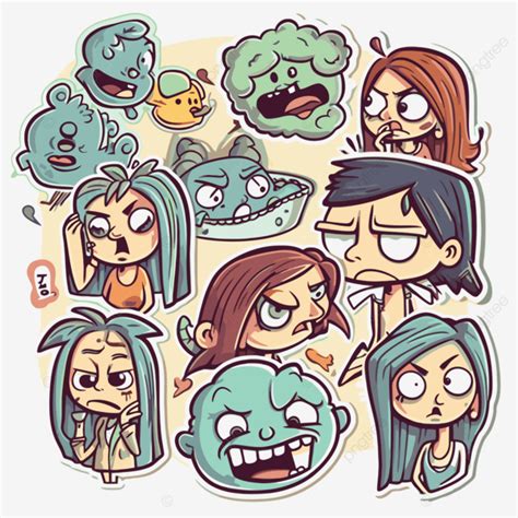 Sticker Pack Of Anime Grumpy Faces Vector Issues Sticker Cartoon Png