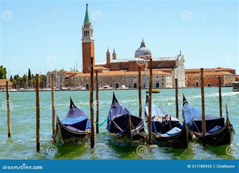 Landscape With Gondola And San Giorgio Maggiore Island Stock Image